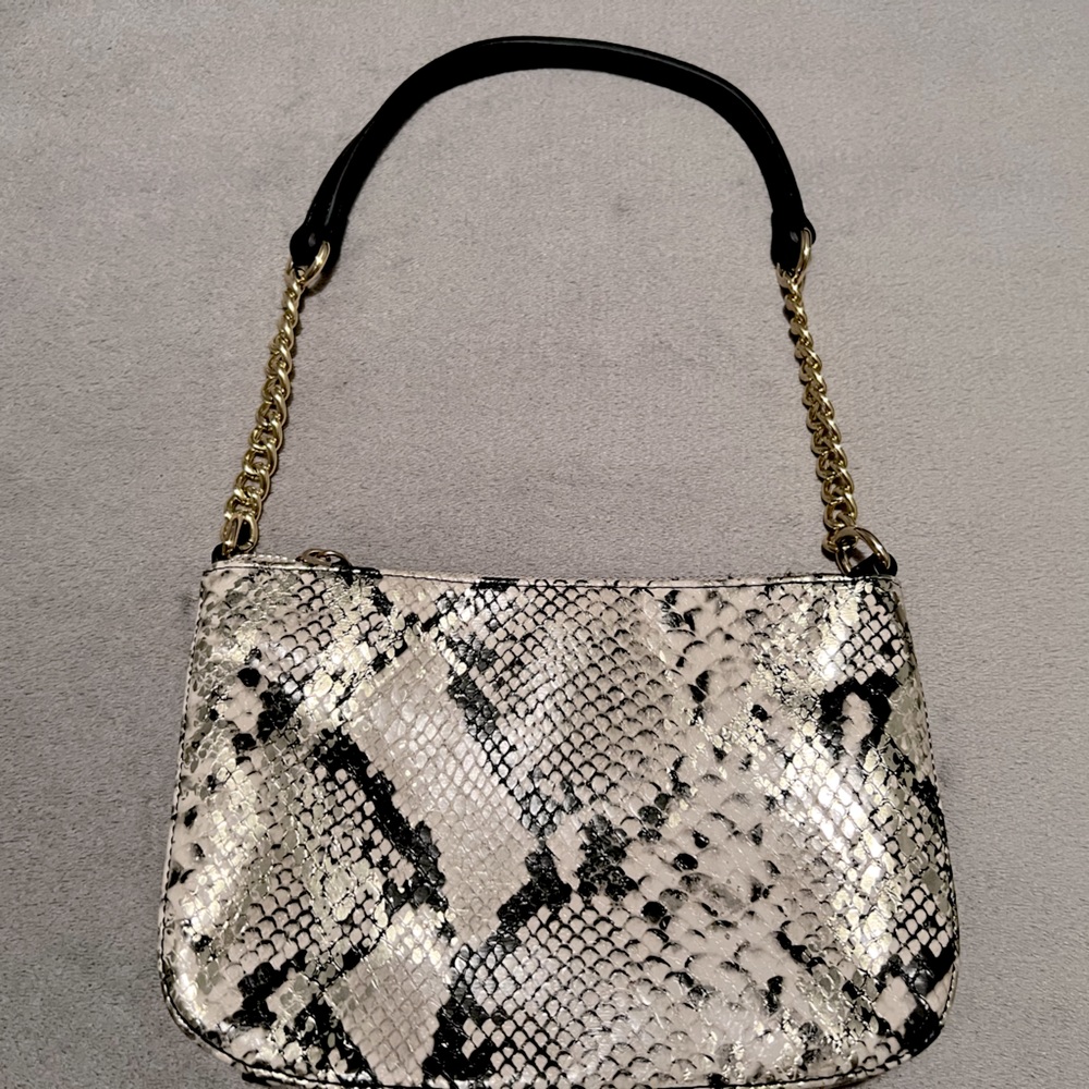 Anne Klein Metallic Animal Print ZIP Lined CC Small Satchel Handbag